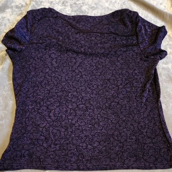 Elegant Purple Patterned Women's Top Sz L - Picture 7 of 8